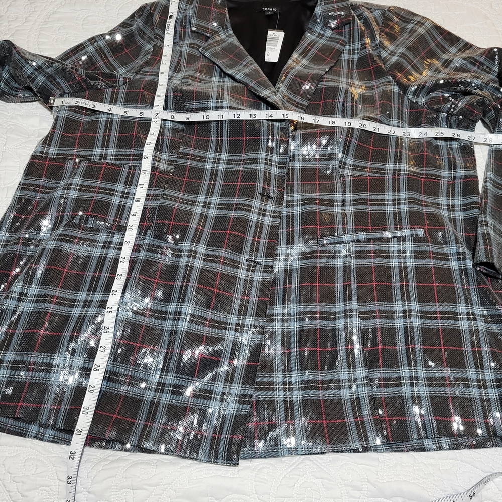 Torrid Gray Plaid Sequin Blazer - Picture 9 of 9